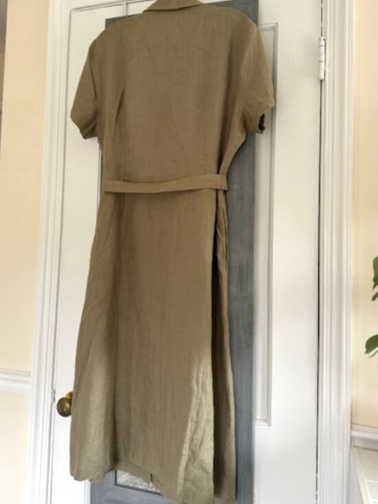 Quince Linen Button Front Dress Spring Summer Career Preppy Minimalist - Picture 3 of 12